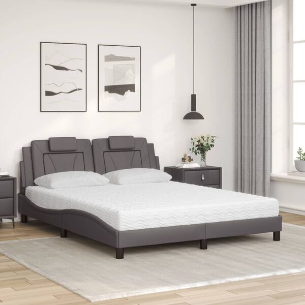 vidaXL Bed "Viana" met matras kunstleer grijs 160x200 cm