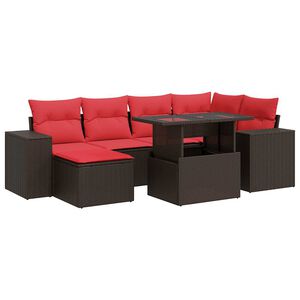 vidaXL 9-delige Loungeset met kussens poly rattan acacia bruin