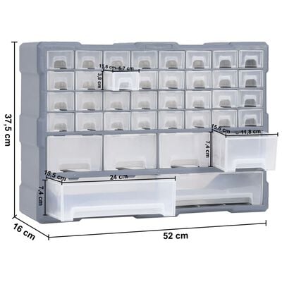 vidaXL Organiser met 38 lades 52x16x37,5 cm