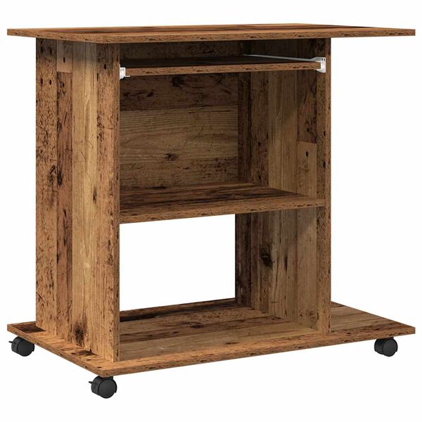 vidaXL Computerbureau 80x50x75 cm bewerkt hout oud houtkleurig
