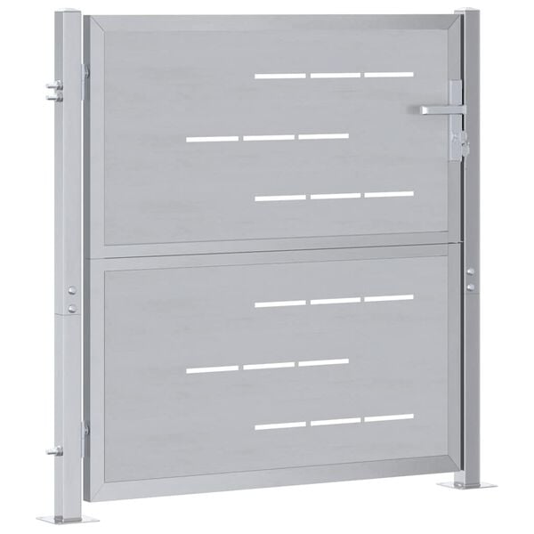 vidaXL Tuinpoort met slot Zilver 96 x 100 cm Roestvrij staal