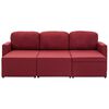 vidaXL Slaapbank driezits modulair stof wijnrood