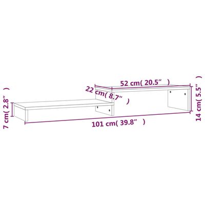 vidaXL Monitorstandaard (52-101)x22x14 cm massief grenenhout grijs