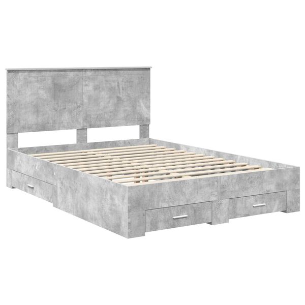 vidaXL Bedframe met hoofdeinde Beton Grijs 140 x 200 cm Bewerkt hout