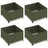 vidaXL Gazonrand 4 st 60 x 60 x 35 cm Staal Olijfgroen