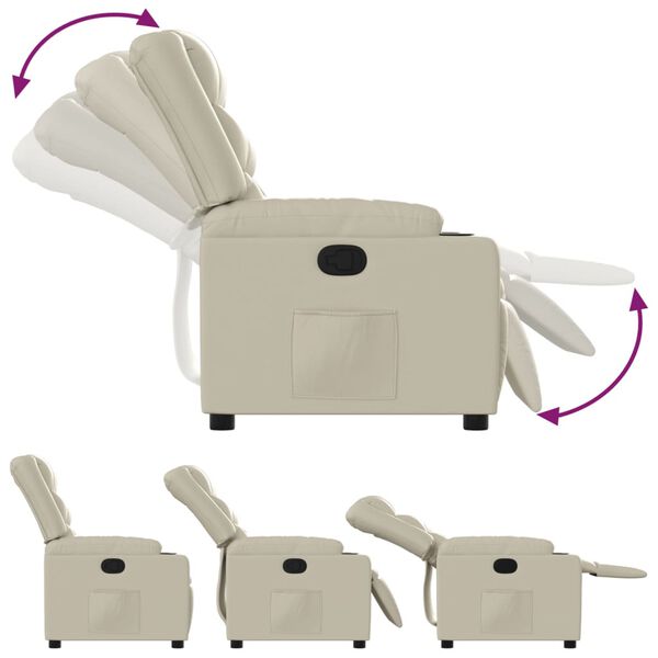 vidaXL Fauteuil verstelbaar kunstleer cr&egrave;mekleurig