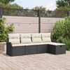 vidaXL Tuin Sofa Set met kussen 5 pcs Zwart en cr&egrave;me Poly riet