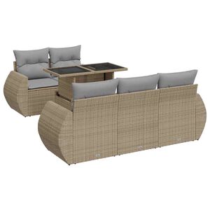 vidaXL 6-delige Loungeset met kussens poly rattan beige
