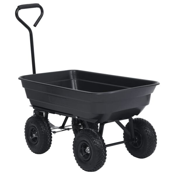 vidaXL Tuinkiepwagen 300 kg 75 L zwart