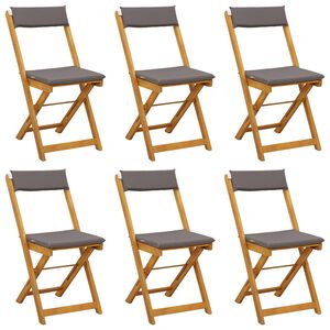 vidaXL Bistrostoelen voor buiten 6 st Donkergrijs Massief Acaciahout