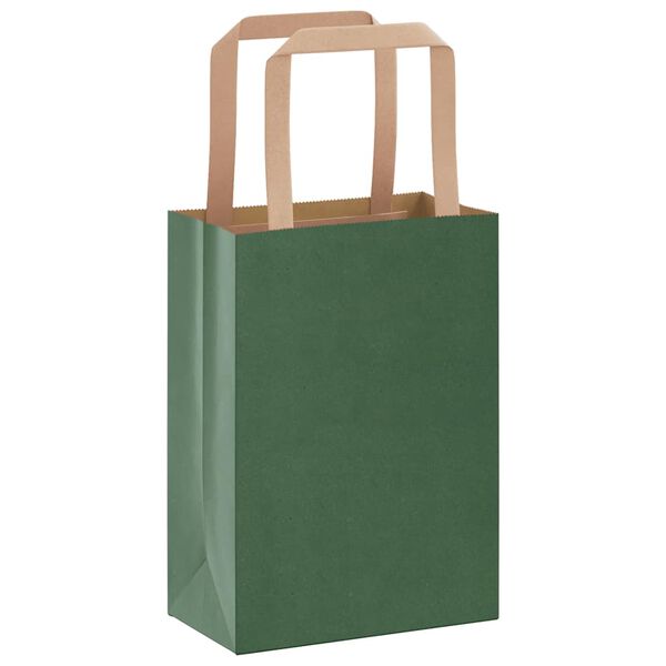 vidaXL Papieren zakken 250 st met hengsels 15x8x21 cm groen