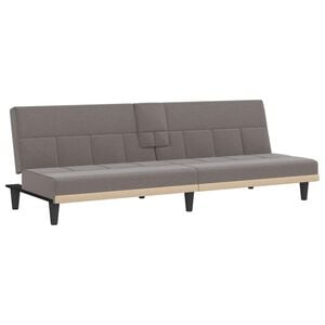 vidaXL Slaapbank met bekerhouders stof taupe