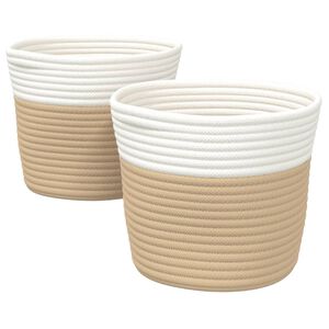 vidaXL Opbergmanden 2 st &Oslash; 24x18 cm katoen beige en wit