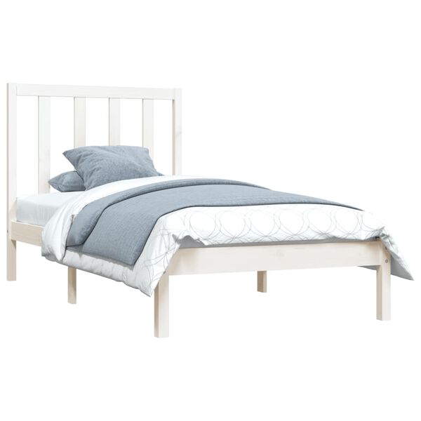 vidaXL Bedframe massief grenenhout wit 75x190 cm