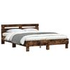 vidaXL Bedframe met hoofdeinde en LED gerookt eikenkleurig 140x200 cm