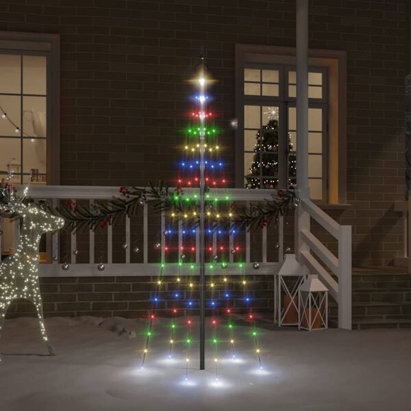 vidaXL Vlaggenmast kerstboom 108 LED's meerkleurig 180 cm