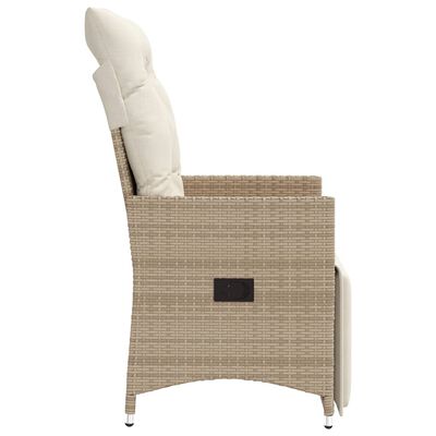 vidaXL Tuinstoel verstelbaar met kussens poly rattan beige