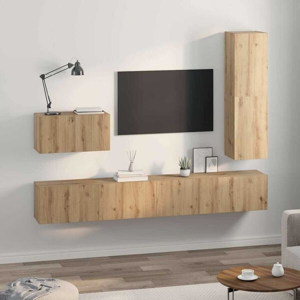 vidaXL Tv-meubelset met lade 4 pcs Artisan Eiken Bewerkt hout
