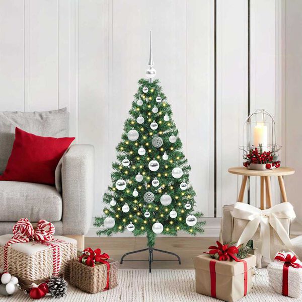 vidaXL Kunstmatig Voorverlicht Kerstboom met 150 LED Groen 120 cm PVC