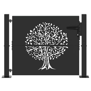 vidaXL Tuinpoort met slot Zwart 110 x 105 cm Poedergecoat staal