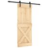vidaXL Schuifdeur Naturel en Zwart 80 x 210 cm Massief Grenenhout