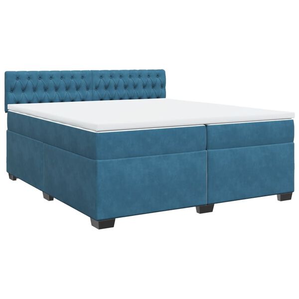 vidaXL Boxspring met matras fluweel blauw 200x200 cm