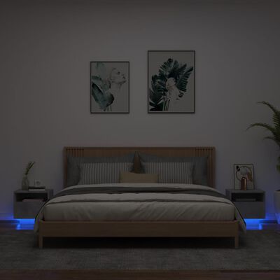 vidaXL Nachtkastjes met LED-verlichting 2 st 40x39x37 cm betongrijs