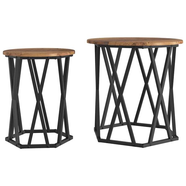 vidaXL Salontafel 2 pcs Oud hout 50 x 50 x 50 cm