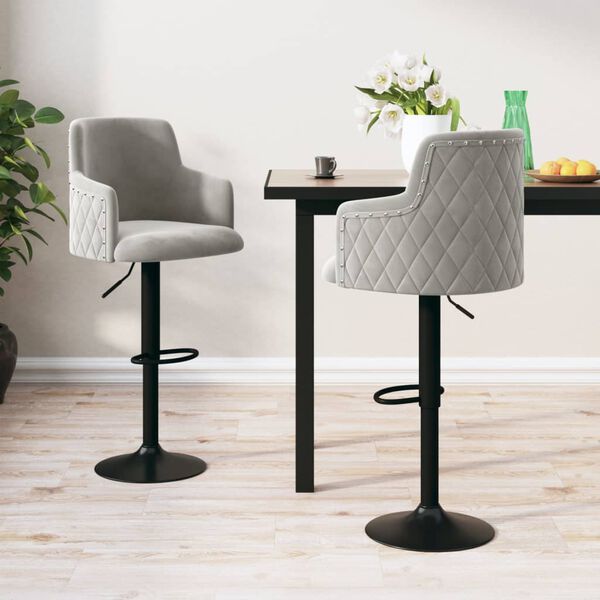 vidaXL Barkrukken 2 st fluweel lichtgrijs