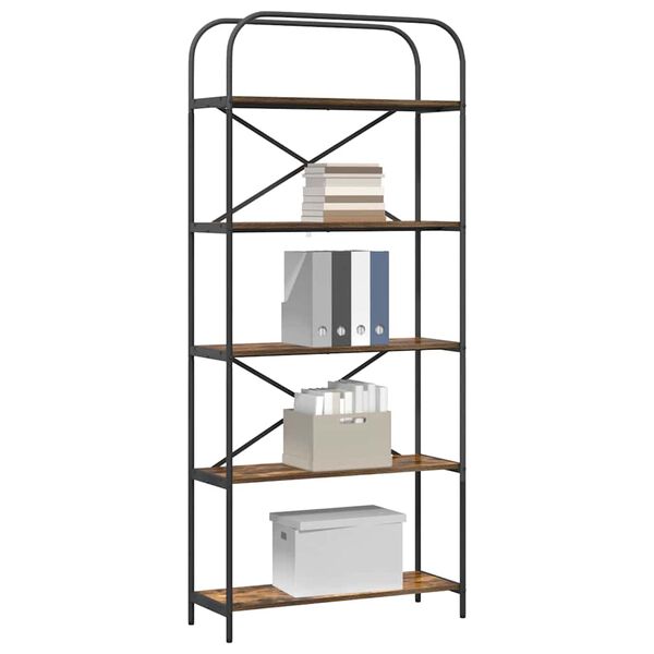 vidaXL Boekenkast Gerookt eiken 80 x 30 x 183 cm Bewerkt hout