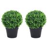 vidaXL Kunstplanten met pot 2 st buxus bolvorming 32 cm groen