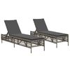 vidaXL Ligstoelen 2 st met kussens poly rattan grijs