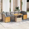 vidaXL 8-delige Loungeset met kussens poly rattan acacia beige