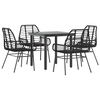 vidaXL 5-delige Tuinset poly rattan glas zwart