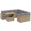 vidaXL 9-delige Loungeset met kussens poly rattan beige