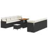 vidaXL Tuinbankenset 11 pcs Zwart poly rattan