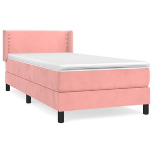vidaXL Boxspring met matras fluweel roze 100x200 cm
