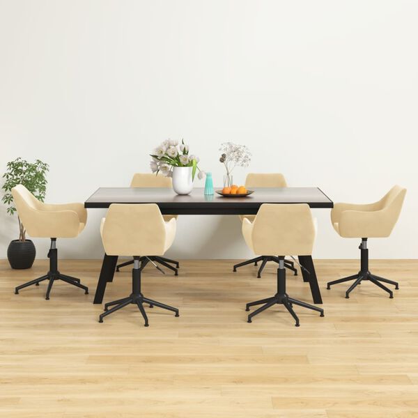 vidaXL Eetkamerstoelen draaibaar 6 st fluweel cr&egrave;mekleurig