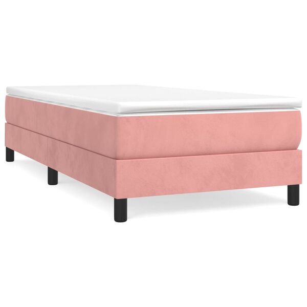 vidaXL Boxspring met matras fluweel roze 90x200 cm