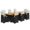 vidaXL 9-delige Bistroset met kussens poly rattan zwart