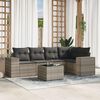 vidaXL 6-delige Loungeset met kussens poly rattan lichtgrijs