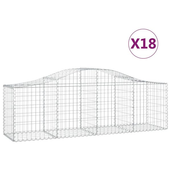 vidaXL Schanskorven 18 st gewelfd 200x50x60/80 cm gegalvaniseerd ijzer