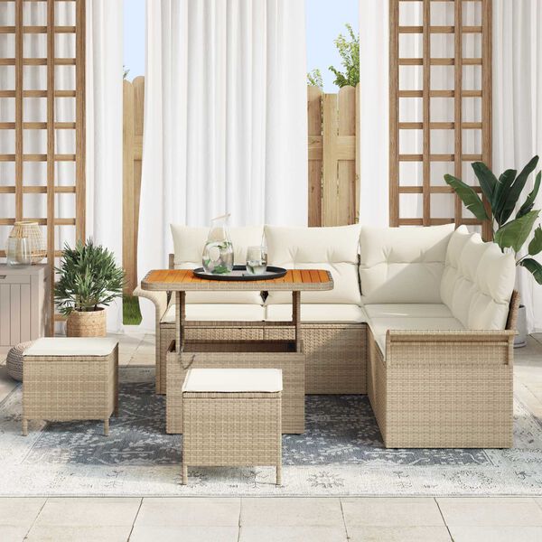 vidaXL Tuin Sofa Set 8 pcs Beige poly rattan