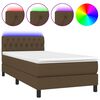 vidaXL Boxspring met matras en LED stof donkerbruin 80x200 cm