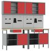 vidaXL Werkbankset 8 st Rood en Grijs Gepoedercoat staal