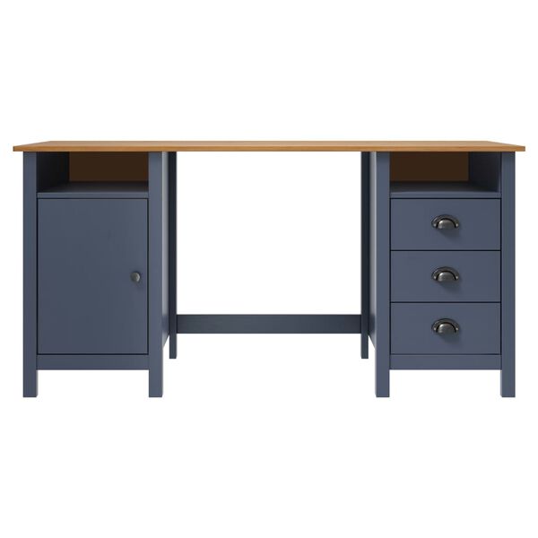 vidaXL Bureau Hill 150x50x74 cm massief grenenhout grijs