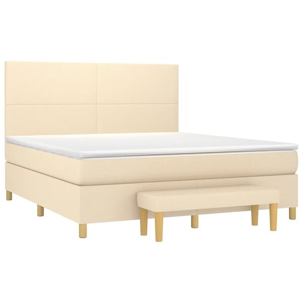 vidaXL Boxspring met matras stof cr&egrave;mekleurig 160x200 cm
