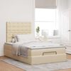 vidaXL Ottoman bed met matras 120x190cm stof cr&egrave;mekleurig