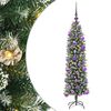 vidaXL Kunstmatige slanke kerstboom Groen en Wit 120 cm