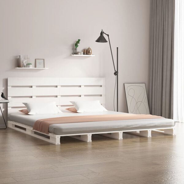 vidaXL Bedframe zonder matras massief grenenhout wit 180x200 cm